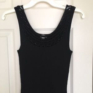 Cache Black Beaded Tank Top - Size Medium